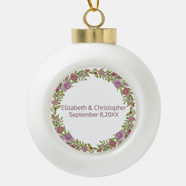 Personalisieren mit Namen und Hochzeitdatum Keramik Kugel-Ornament (Vorderseite)