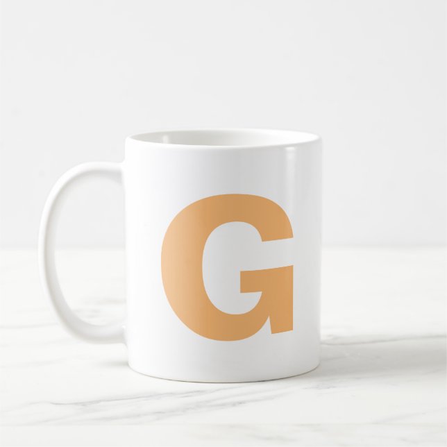 Personalisieren moderner Script Orange Initial Mon Kaffeetasse (Links)
