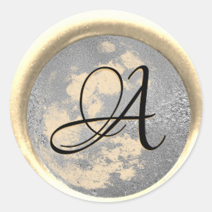 *~* PERSONALISIEREN Monogramm Silber und Gold Wax  Runder Aufkleber