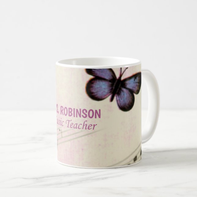Personalisieren, Musik-Schmetterlinge dank Lehrer Kaffeetasse (VorderseiteRechts)