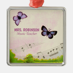 Personalisieren, Musik Schmetterlinge Danke Lehrer Ornament Aus Metall