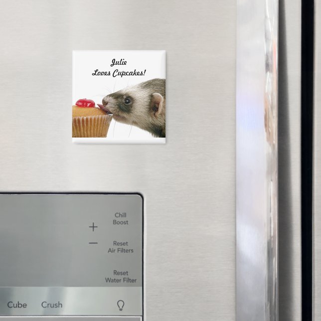 Personalisieren Name Lieben Cupcakes Ferrets Magnet (In Situ (Kühlschrank))