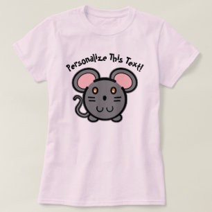 PERSONALISIEREN Niedlich Gray Mousie T - Shirt