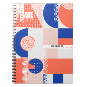PERSONALISIEREN: Orange und Blaues Muster Notizb Notizblock