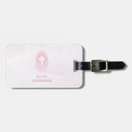 Personalisieren, Rosa Erste Heilige Kommune Cross  Gepäckanhänger
