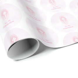 Personalisieren, Rosa Erste Heilige Kommune Cross  Geschenkpapier