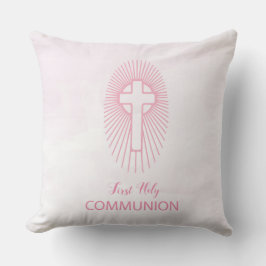 Personalisieren, Rosa Erste Heilige Kommune Cross  Kissen