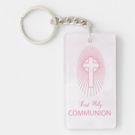 Personalisieren, Rosa Erste Heilige Kommune Cross  Schlüsselanhänger