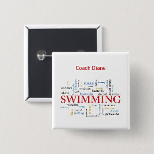 Personalisieren, Schwimmen Coach Danke in Worten Button