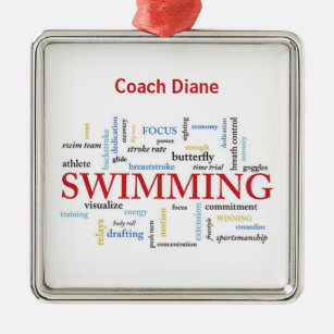 Personalisieren, Schwimmen Coach Danke in Worten Ornament Aus Metall