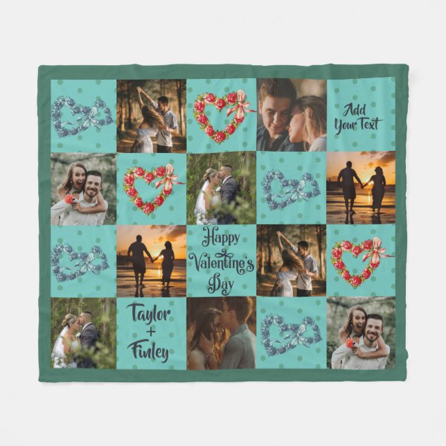 Personalisieren Sie 10 Fotos Glücklichen Valentins Fleecedecke (Vorderseite (Horizontal))