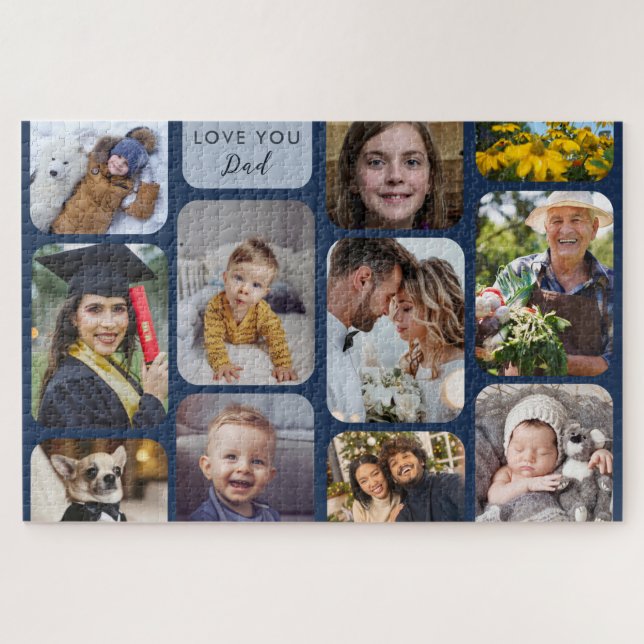 Personalisieren Sie 11 Fotos Marine Moderne Liebe  (Horizontal)
