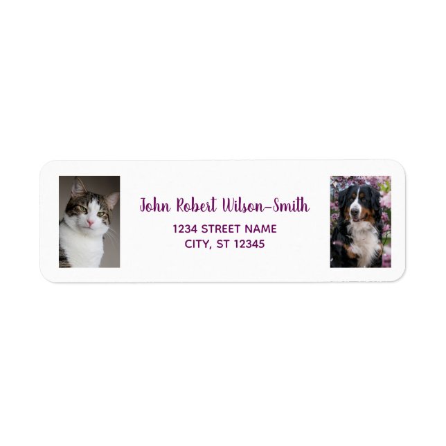Personalisieren Sie 2 Fotos Katze Hund Moderne Rüc (Vorne)