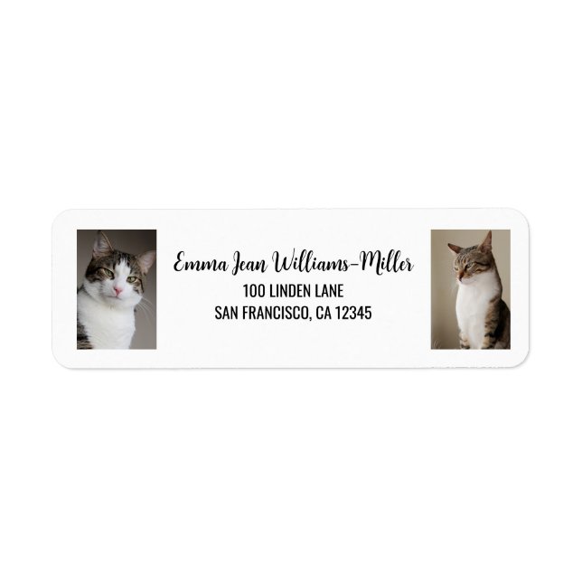 Personalisieren Sie 2 Fotos mit Cat Moderne Rückse (Vorne)