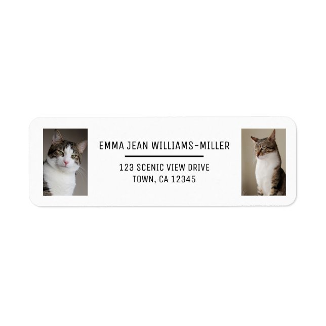 Personalisieren Sie 2 Fotos mit Cat Moderne Rückse (Vorne)