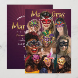 Personalisieren Sie 9 Foto Masquerade Masken Mardi Einladung