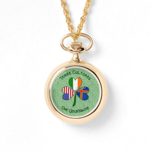 Personalisieren Sie Åland-Inseln Shamrock Damen Armbanduhr