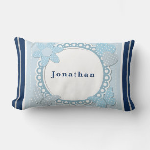 Personalisieren Sie Baby Boy Blue Butterfets Blume Lendenkissen