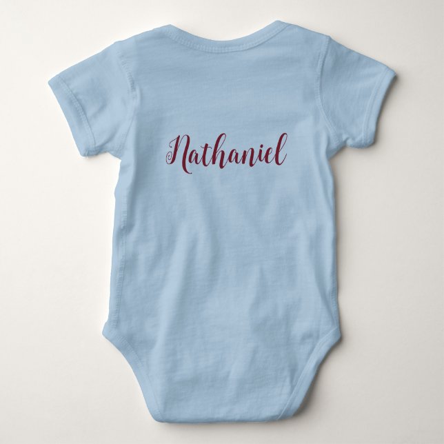 Personalisieren Sie Baby Boy dekorative Skriptschr Baby Strampler (Rückseite)