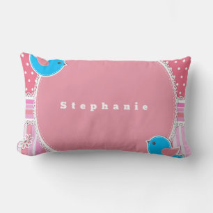 Personalisieren Sie Baby Girl Pink Kariert Bird Po Lendenkissen