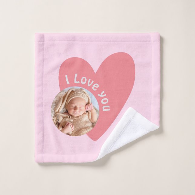 Personalisieren Sie Babygeschenke mit Foto und Nac Badhandtuch Set (Waschlappen)