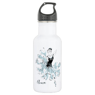 Personalisieren Sie Ballerina Sketch in Blue Edelstahlflasche