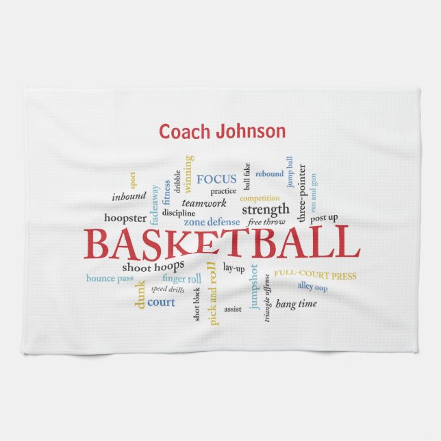 Personalisieren Sie Basketball Coach Vielen Dank i Geschirrtuch (Horizontal)