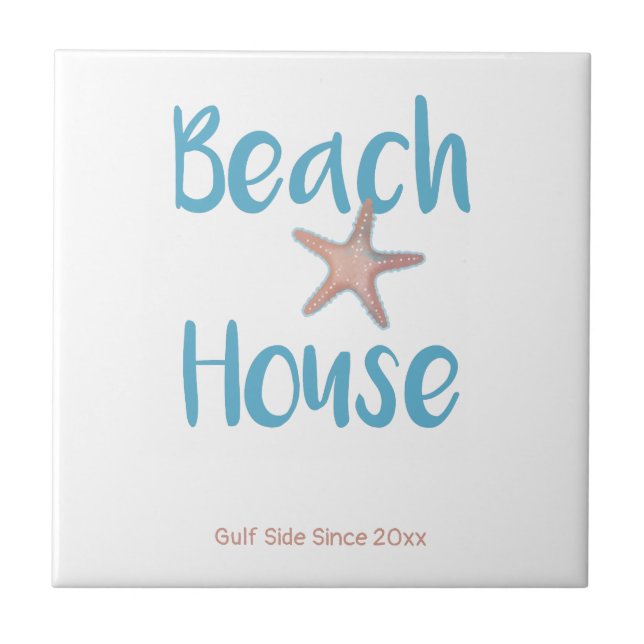 Personalisieren Sie Beach House Starfish Fliese (Vorderseite)