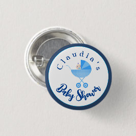 Personalisieren Sie Blue Carriage Baby Dusche Gefa Button