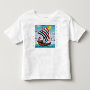 Personalisieren Sie Blue Ocean Sail Boat Clear Sky Kleinkind T-shirt