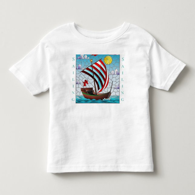 Personalisieren Sie Blue Ocean Sail Boat Clear Sky Kleinkind T-shirt (Vorderseite)