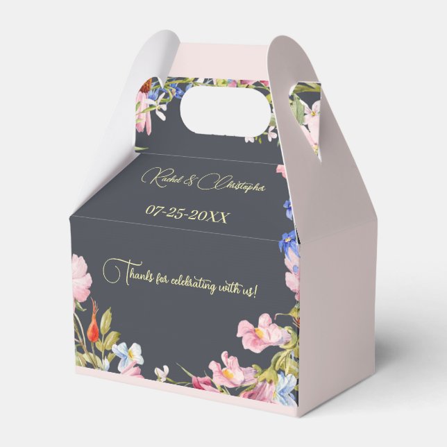Personalisieren Sie Blume Petal Pink Hochzeit Geschenkschachtel (Vorderseite)