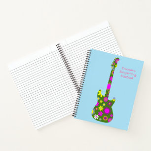 Personalisieren Sie Boho Floral Retro Gitarre auf  Notizbuch