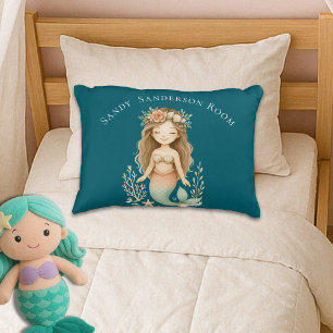 Personalisieren Sie Boho Girl Mermaid Dark Aquamar Dekokissen