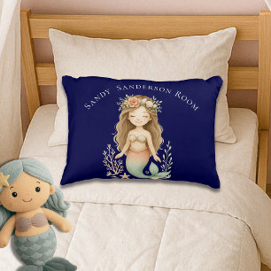 Personalisieren Sie Boho Girl Mermaid Navy Blue Ro Dekokissen