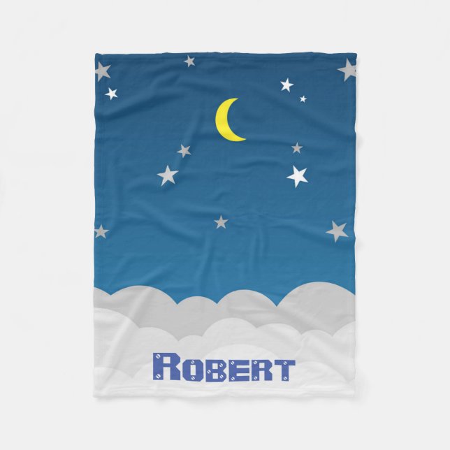 Personalisieren Sie Boys Blue und White Starry Sky Fleecedecke (Vorderseite)