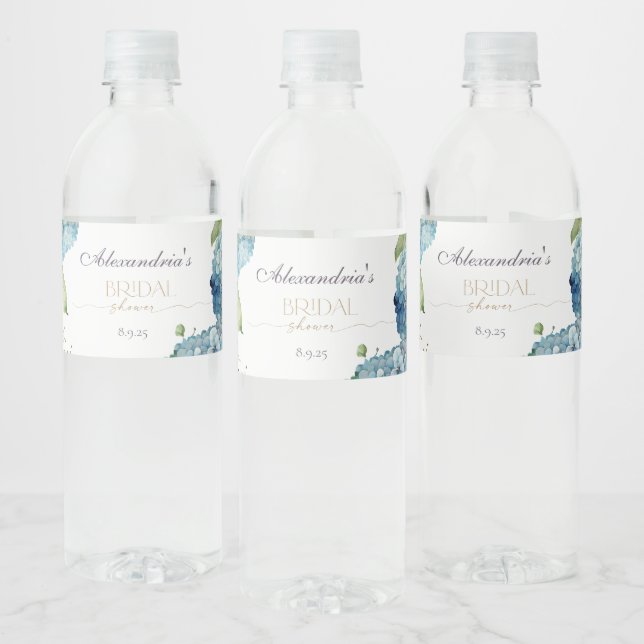 Personalisieren Sie Brautparty Blue Hydrangeas (Flaschen)