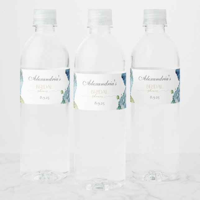 Personalisieren Sie Brautparty Blue Hydrangeas (Flaschen)