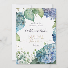 Personalisieren Sie Brautparty Blue Hydrangeas Dankeskarte