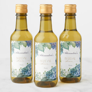 Personalisieren Sie Brautparty Blue Hydrangeas Weinetikett