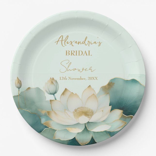 Personalisieren Sie Brautparty Lotus gold Pappteller (Vorderseite)