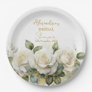 Personalisieren Sie Brautparty White Roses Pappteller