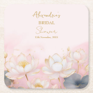 Personalisieren Sie Bridal Shower Pink Lotus Nr. 8 Rechteckiger Pappuntersetzer