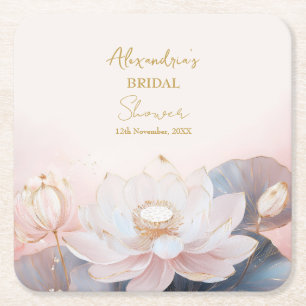 Personalisieren Sie Bridal Shower Pink Lotus Nr. 9 Rechteckiger Pappuntersetzer