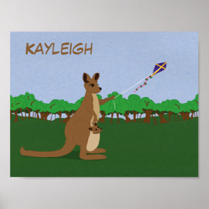 Personalisieren Sie Cartoon Kangaroos Fliegen eine Poster