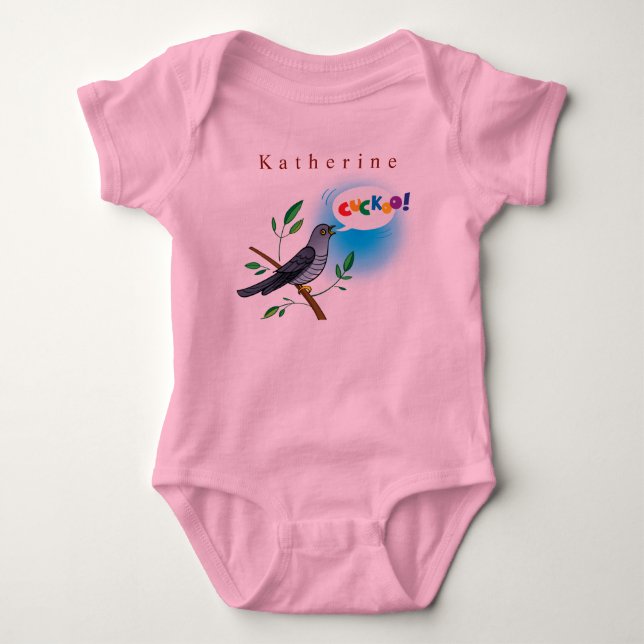 Personalisieren Sie Cuckoo Bird auf Branch Baby Gi Baby Strampler (Vorderseite)