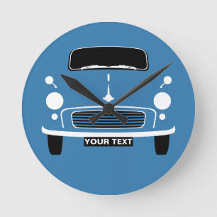 Personalisieren Sie Custom Blue Morris Minor Pop A Runde Wanduhr