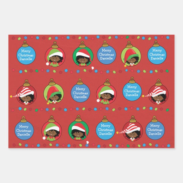 Personalisieren Sie das American Girl Elf Geschenkpapier Set (Vorderseite 3)