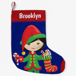 Personalisieren Sie das Asiatische Mädchen Elf Kleiner Weihnachtsstrumpf