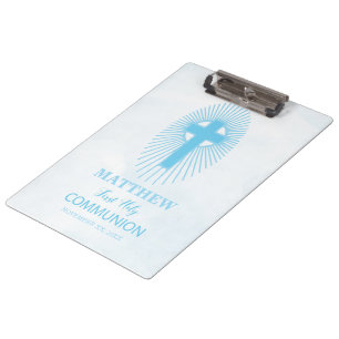 Personalisieren Sie das erste heilige Kommunionskr Klemmbrett